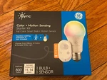 Cync General Electric Color Led Light Bulbs & Motion Sensor Starter Kit. Fixed Price $31.99.