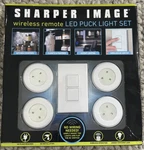 Sharper Image Wireless Remote Led Puck Light Ideal Kitchen, Closets. New. Fixed Price $23.50.