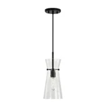 Capital Lighting Mila Pendant, Matte Black/clear Half-crackle 342411MB. Fixed Price $178.00.