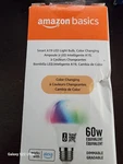 Amazon Basics Smart Light Bulb, A19 Led 60W, 800 Lumens, Color Changing,. Fixed Price $9.99.