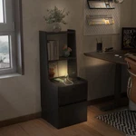 Night Stand With Lights, Bedside Table Charging Station For Bedroom, Black. Fixed Price $136.99.