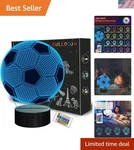 Kids Night Light Soccer 3D Optical Illusion Lamp With Remote Control 16 Color.... Fixed Price $31.07.