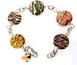 Sterling Silver Boho Lamp Work Bracelet 7 1/2" Matte Finish With Dangle Bead. Fixed Price $30.45.
