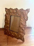 Metal Picture Frame With Rustic Hammered Studded Copper Finish. Fixed Price $19.00.