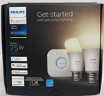 Philips Hue White A19, 2 Pack, Bluetooth 75W Smart Led Starter Kit -free S/h. Fixed Price $34.98.
