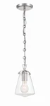 Polished Nickel One Light Mini Pendant From The Voss Collection. Fixed Price $198.00.