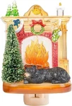 Roman Christmas Sleeping Winter Black Bear By Fireplace Night Light. Fixed Price $26.99.