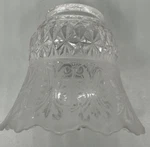 Vintage Unbranded Diamond Cut Glass With Frosted Leaf Design Lamp Shade. Fixed Price $19.00.