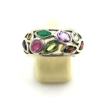 Multi-color Stones Ring Colorful Ruby Jade Amethyst 925 Sterling Silver Size. Fixed Price $102.00.