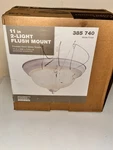 Hampton Bay 11 In. 2-LIGHT White Flush Mount With Frosted Swirl Glass Shade. Fixed Price $10.00.