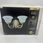 Hampton Bay Wall Mount 2 Light Sconce French Scavo Glass Crackle New Open. Fixed Price $25.00.