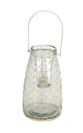 Melrose 10.5" Clear Hanging Glass Tea Light Holder With White Wire Netting. Fixed Price $31.49.