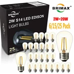 Brimax E26 Led Edison Bulbs 2W S14 Shatterproof For Outdoor String Lights. Fixed Price $12.99.