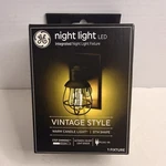 Vintage Style Led Night Light Fixture Black Cage Plug-in Dusk Dawn Sensor. Fixed Price $18.99.
