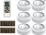 Battery Operated Super Bright Wireless Led Puck Light W/ Remote Control (6CT). Fixed Price $49.99.