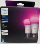 Philips Hue 563361 White And Color Ambiance A19 Bluetooth 75W 2-PACK-FREE S/h. Fixed Price $63.98.