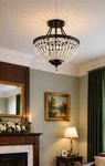 20" Elegant Crystal Flush Mount Chandelier Black 5-LIGHTS. Fixed Price $99.95.