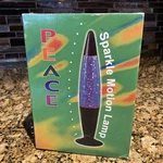 Nib Vtg Peace By Creative Motion Sparkle Glitter Lamp Blue Liquid. Fixed Price $32.99.
