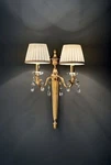 Classic Wall Sconce In Brass And Crystal With Shades 2 Lights MS-160. Fixed Price $1465.84.