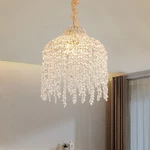 16" Luxury K9 Crystal Chandelier Gold Waterfall Design Led Pendant Light Fixture. Fixed Price $165.99.