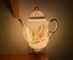 Beautiful Floral Lily Wall Plug-in Night Light Tea Pot Shade Porcelain Home Deco. Fixed Price $33.95.