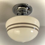 New Classic Black Pinstripe Schoolhouse Semi-flush Light Fixture. Fixed Price $319.99.
