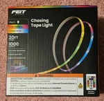 Feit Electric Chasing Led Tape Light 20FT Color Changing Tunable White + Remote. Fixed Price $25.99.