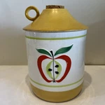 Vintage 1962 Holt Howard Jug Cookie Jar Apple Ceramic Cork Golden Yellow-white. Fixed Price $29.99.