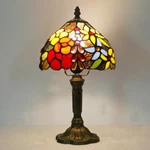 Us Dia 8" H14.5" Retro Handmade Stained Glass Rose Tiffany Table Accent Lamp. Fixed Price $56.99.