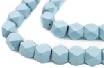 Light Blue Diamond Cut Natural Wood Beads 17MM Faceted Large Hole 16 Inch Strand. Fixed Price $8.00.