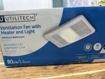 Utilitech White Ventilation Fan Heater Light 80 Cfm 1.5 Sones Ceiling Bathroom. Fixed Price $90.00.