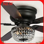 Bellavue 48" Bronze Wooden 5-BLADE Crystal Flush Mount Ceiling Fan R25. Fixed Price $99.99.