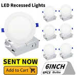 Recessed Lighting 6 Inch, Ultra-thin Led Ceiling Lights, 3CCT Canless Downlight. Fixed Price $224.80.