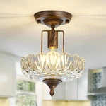 Uofus Glass Ceiling Light Fixture Vintage Small Semi Flush Mount Chandelier Oil. Fixed Price $67.57.