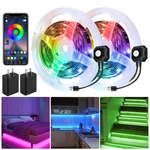 Motion Activated Under Bed Led Strips 2X9.8FT Rgb Sensor Night. Fixed Price $34.00.