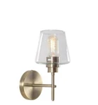 Kenroy Home Dean 11 In. Antique Brass Sconce With Clear Glass Shade. Fixed Price $34.00.