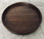 Threshold Studio Mcgee Round Wood Tray Dark Brown Raised Braid Edge Target. Fixed Price $94.99.