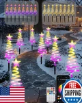 Smart Spiral Christmas Pathway Lights, 16M Color, App, Music Sync, Timer, 8-PK. Fixed Price $80.98.