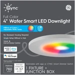 Ge - Cync 4 Inch Wafer Smart Led Downlight Fixture Full Color. Fixed Price $19.79.