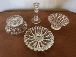 Lot 4 Vintage Pillar & Votive Candle Holders Cut Clear Glass Retro Euc Must See. Fixed Price $10.75.