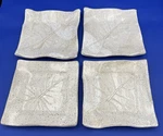 4 Raised Edge Leaf Embossed 7 Square Plates Studio Art Signed Ivory Speckled. Fixed Price $49.95.