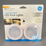 Pack Of 2 Ge Wireless Led Puck Lights Battery Operated Touch New. Fixed Price $20.90.