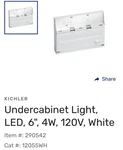 Kichler Lighting Model# 12055 Wh Under Cabinet. Fixed Price $8.00.