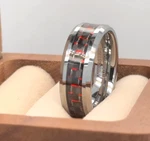 Red Carbon Fiber Unique Style Ring Gift For Girlfriend Silver Tungsten 8MM. Fixed Price $66.86.