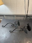 Pair Wrought Iron Wall Sconce Candle Holders Black Scroll Design. Fixed Price $23.95.