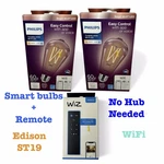 Philips Wiz ST19 Edison Smart Bulbs Pack Wifi Tunable White E26 + Remote. Fixed Price $34.99.