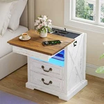 Night Stand With Gun Der, Bedside Table Led Light & Human Sensor,. Fixed Price $109.99.