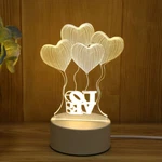Usb 3D Led Bedside Night Light Romantic Love Acrylic Desktop Table Lamp #jd. Fixed Price $10.99.
