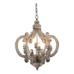Benjara Aki 21" 6 Light Chandelier-carved Wood Frame-classic-vintage-white. Fixed Price $379.99.