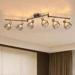 Gordnwe 6-LIGHT Track E12 Metal Cage Retro Ceiling Black Kitchen Living Room. Fixed Price $90.42.